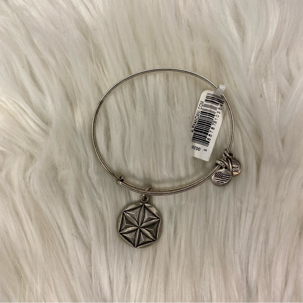 Alex and Ani Rafaelian Silver Aphrodite’s Flower Charm Bangle Bracelet